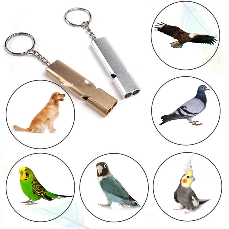 [Australia] - Parrots Birds Dog Pet Training Whistle, Aluminum Alloy Bird Toys Chew Toy for Dogs, Parrots, Pigeon, Eagle, Macaw, African Small Cockatoo, Parakeet, Cockatiels Training, Sound Reflex Sonic Whistle Silver 