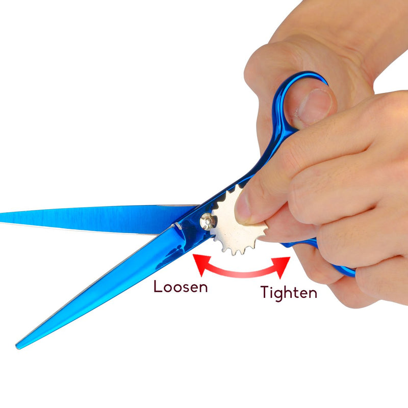 4Pcs/Set Scissors Shears Tool Kit Electroplated Finish with Comb for Pets Grooming or Human Haircut Hair Styling 7.0" Blue - PawsPlanet Australia