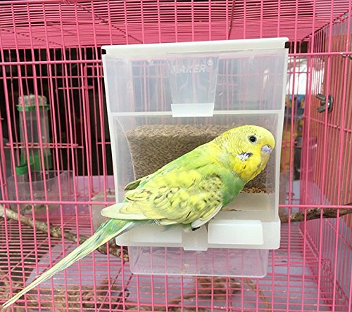 [Australia] - Old Tjikko Parrot Automatic Feeder,No-Mess Bird Feeder,Cage Accessories for Budgerigar Canary Cockatiel Finch Parakeet Seed Food Container Hooked bird feeder 