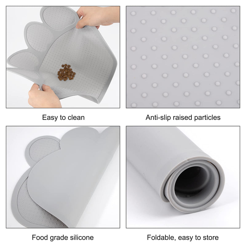 Heveer Pet Food Mat Cat Dog Feeding Mat Silicone Bowl Mat Non Slip Waterproof Placemat for Dogs Cats Food Water Bowls Grey - PawsPlanet Australia