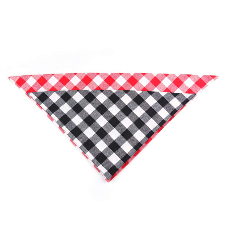 YAKA Pet Dog Bandana Triangle Bibs Scarf, Double-Cotton Plaid Printing Kerchief Set Accessories for Small and Medium Dog Large/Neck circumference suitable9.8-19inch Black and white lattices - PawsPlanet Australia