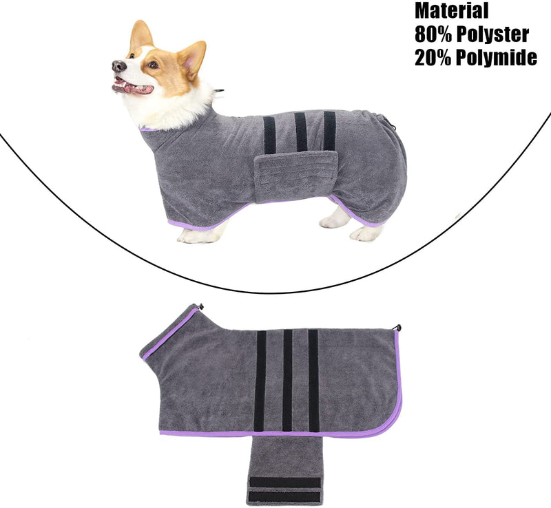 HezzLuv Microfibre Dog Towel Dog Bathrobe Super Absorbent Dog Drying Coats Pet Bathrobe Towels For Medium And Large Dogs, Quick Drying, Adjustable, For Pets Dogs And Cats, L - PawsPlanet Australia