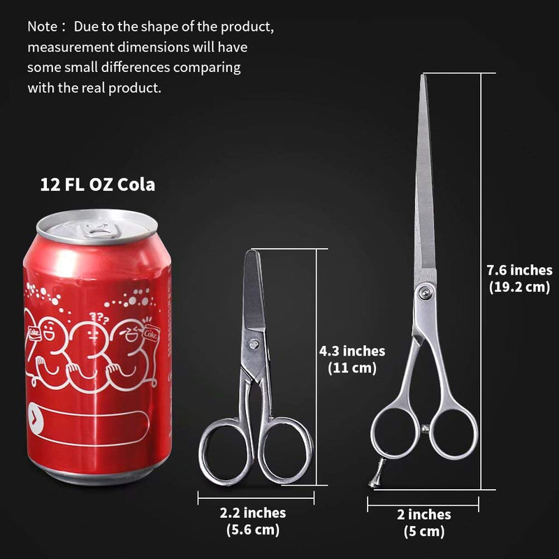 [Australia] - Newness Pet Grooming Scissors Set (2 Pcs), Silent Dog Grooming Scissors Pet Trimmer Kit with Sharp Blades and Safety Flat Tips, Durable Metal Trimming Pet Eye Shears Cutter for Dogs, Cats and More 