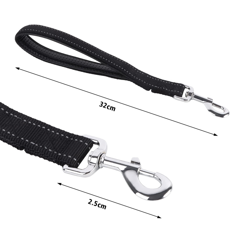 Lollanda dog leash, short leash dog 32cm, padded short leader, short leader dog, training leash for large medium dogs, drag leash for dogs (black) black - PawsPlanet Australia