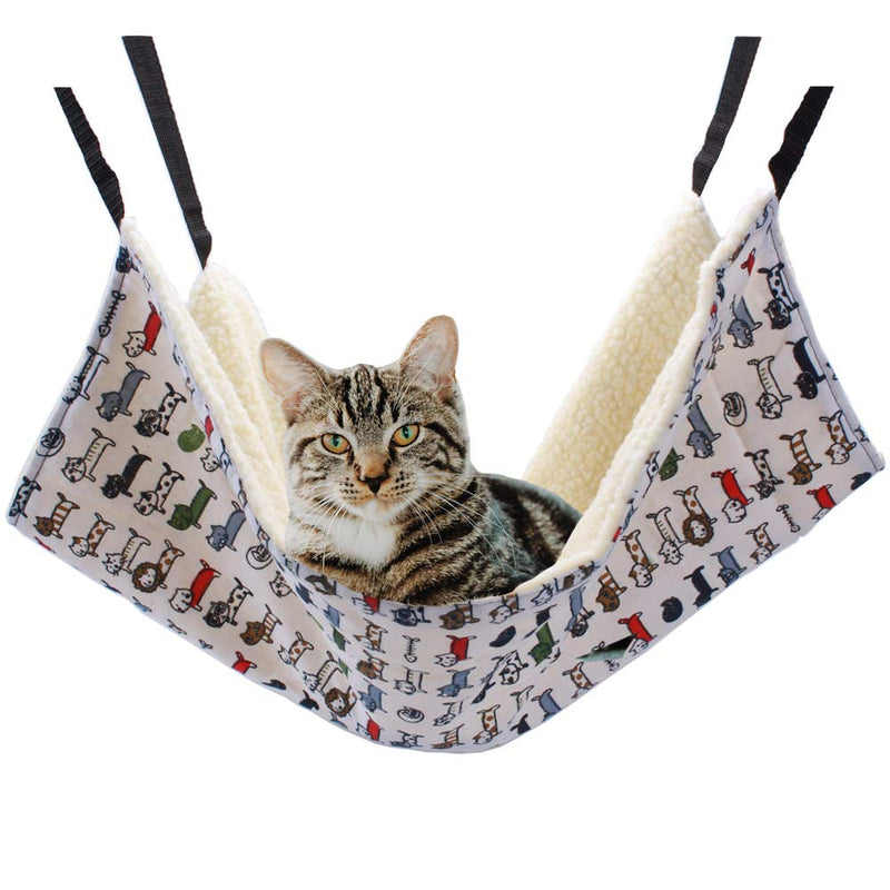 Large Hanging Cat Hammock Bed for Cage or Chair | Pet Hammock with Adjustable Strap | Reversible 2 Sides Soft Pet Bed for Kitten, Ferret, Bunny, Rabbit, Rat or Other Small Pet (22.8✖18.5in) A Style - PawsPlanet Australia