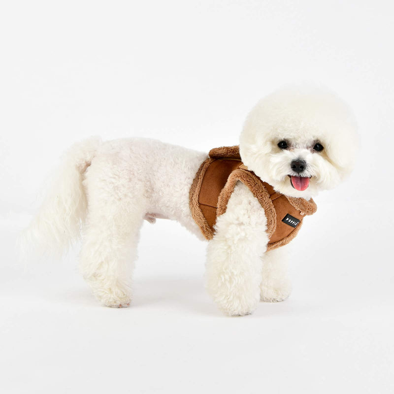 Puppia Terry dog harness for small and medium dogs - vest harness fluffy and warm - harness for dogs beige M - PawsPlanet Australia