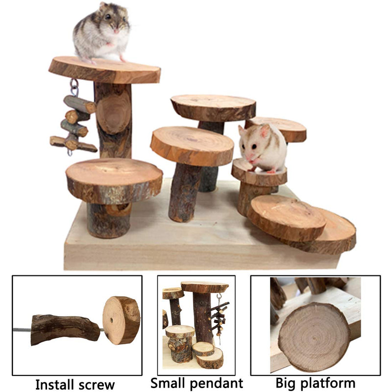 [Australia] - Hamiledyi Hamster Natural Wood Playground Rat Climb Activity Platform Dwarf Mice Living System with Ladders Play Chews Toys for Small Pet Animal Mouse,Gerbil 