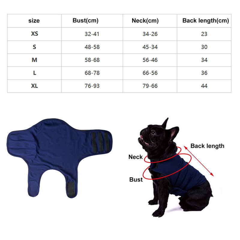 Banooo Dog Anxiety Shirt, Pressue Release Puppy Calming Coat, Breathable Dog Stress Relief Vest Wrap for Thunderstorm, Fireworks or Veterinarian Visits (X-Small, Blue) X-Small - PawsPlanet Australia