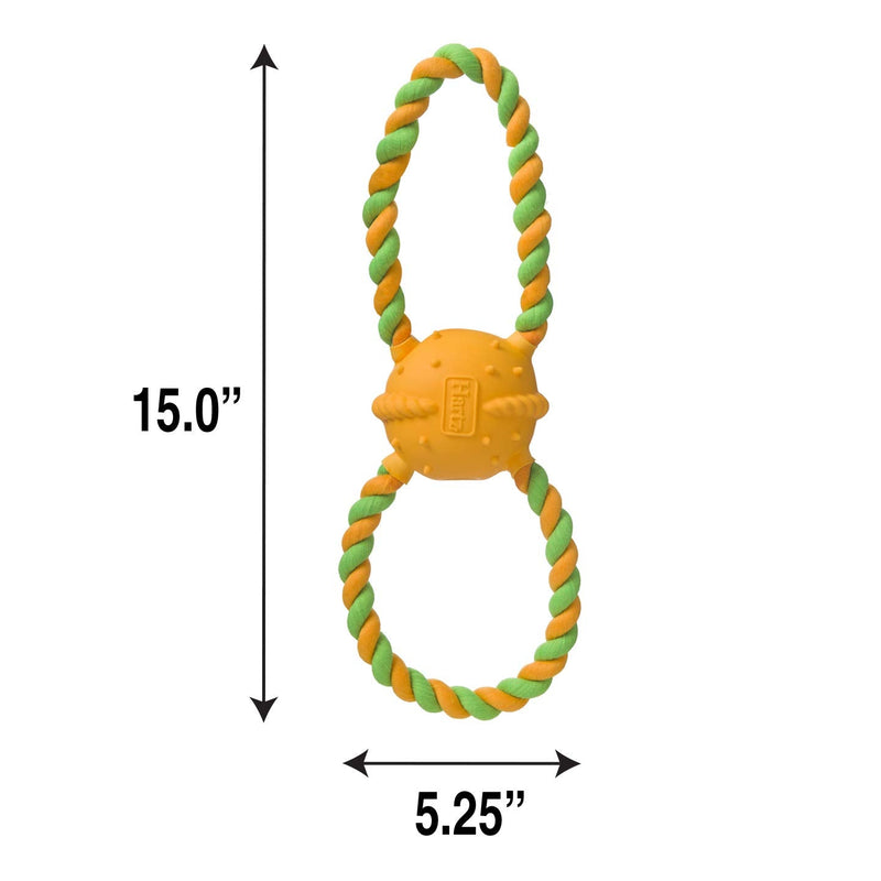 Hartz DuraPlay Tug of Fun Squeak & Rope Dog Toys, Bacon Scented for Medium/Large Dogs Double Ring - PawsPlanet Australia