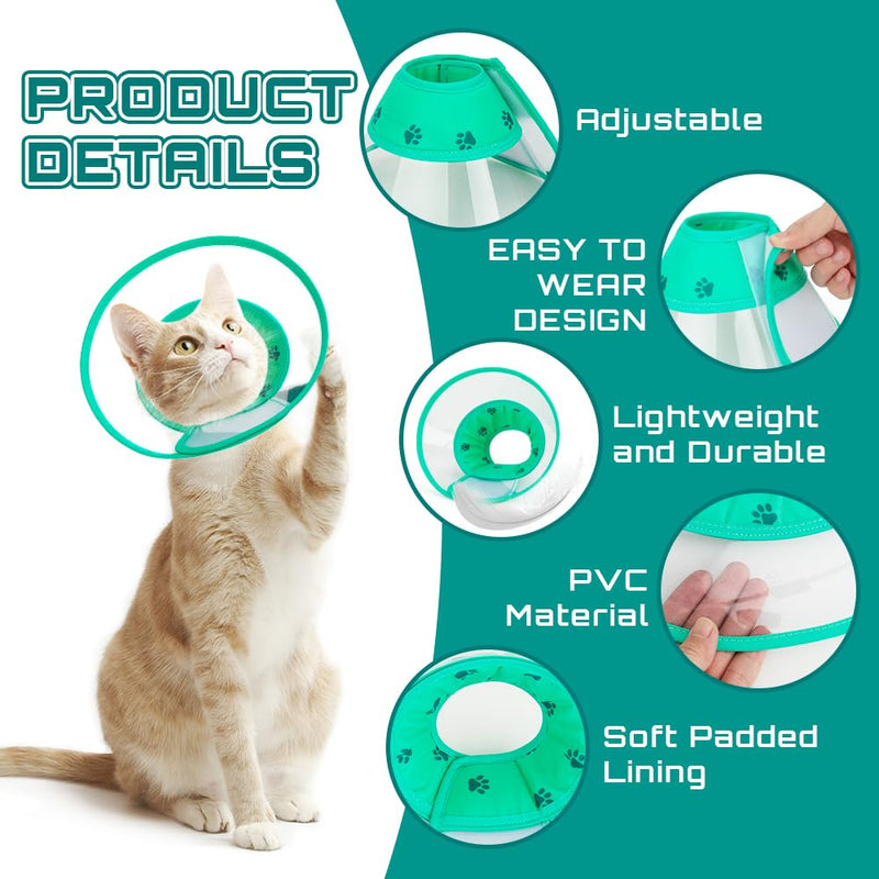 AWOOF Cat Neck Collar, Adjustable 16.5-23.8cm Cat Elisabethan Collar for Recovery, Pet Cone Collar for After Surgery, Comfortable Lightweight Plastic Collar for Cats, Small Dogs - PawsPlanet Australia