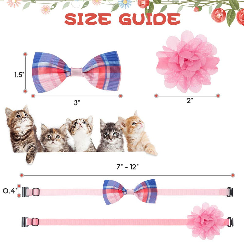 KOOLTAIL Cat Bowtie Collar Flower Charms Accessories 10 Pcs - Adjustable Cute Kitten Collars with Detachable Flower and Bowtie Suitable for Cats KittenSmall Dogs Puppy - PawsPlanet Australia