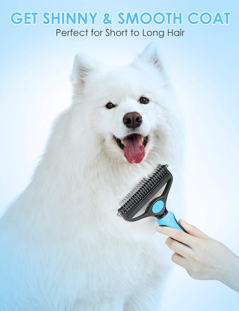 MalsiPree Dog Brush & Cat Brush 2-Side Professional Pet Grooming Tool for Shedding Medium to Long Hair, Dematting Combs for Dogs & Cats Deshedding, Mats & Tangles Removing L - PawsPlanet Australia