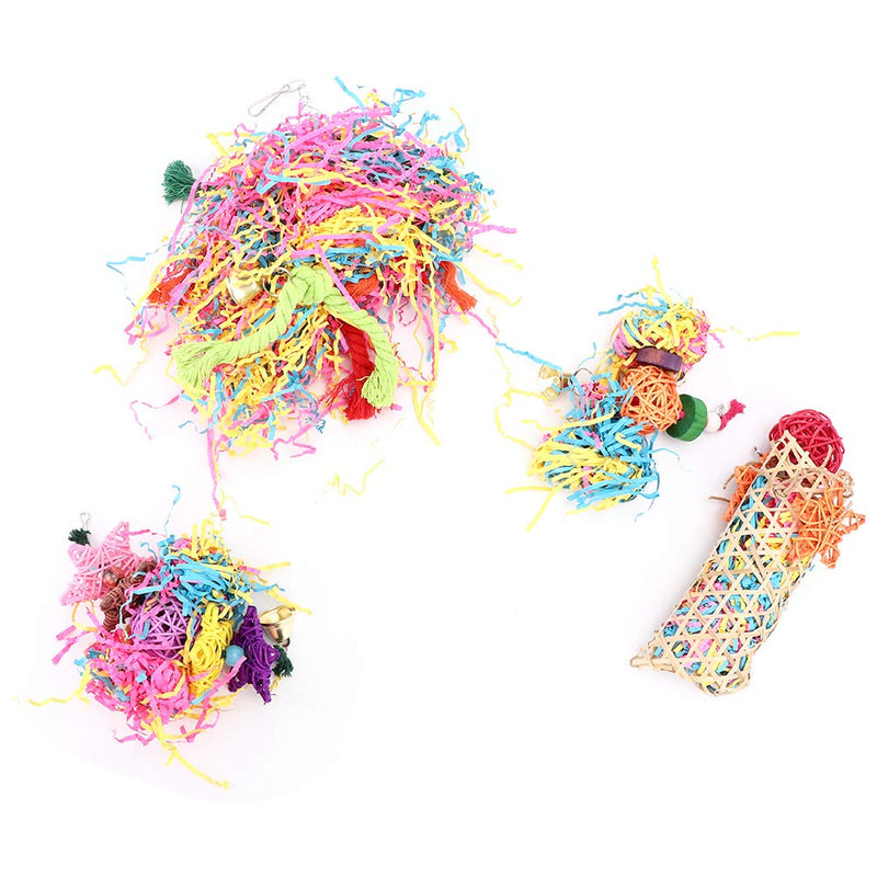Parrot Shredding Toys Colorful Paper Strips Bird Chew Toy Bamboo weaving Bird Shredders Toy Foraging Hanging Toy for Budgie Parakeet Cockatiel Conure - PawsPlanet Australia