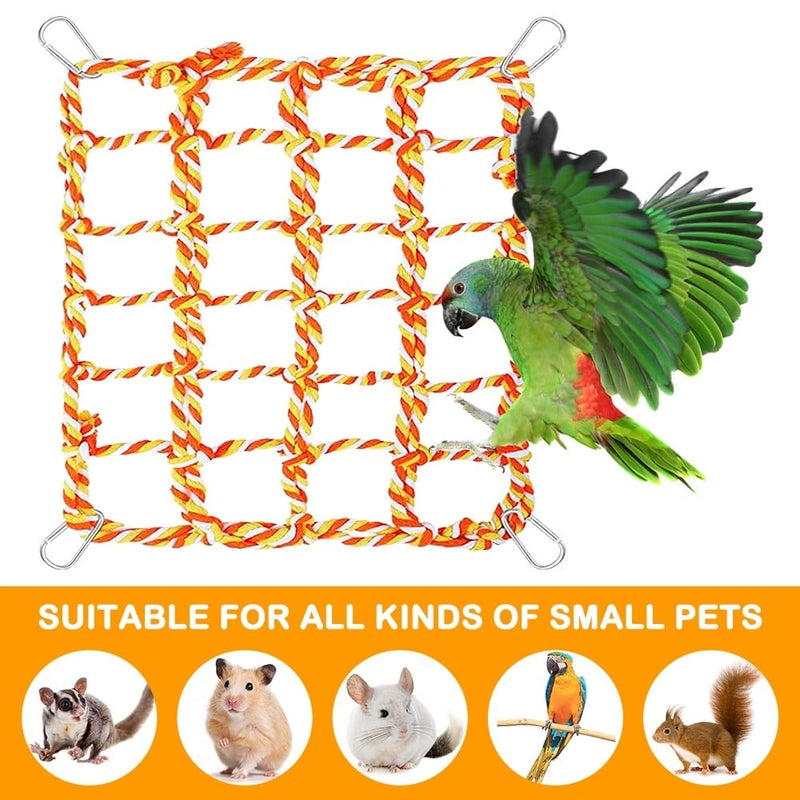 Budgie Climbing Net, Colorful Bird Rope Climbing Net, Small Animal Grid Hammock Hanging Toy for Bird, Parrot, Small Animal, Hamster, Squirrel, 28x20 cm green - PawsPlanet Australia