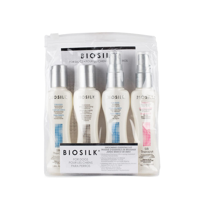 BioSilk for Dogs Dog Grooming Essentials Kit Dog Grooming Kit Includes Dog Shampoo, Dog Conditioner, Waterless Dog Spray, for Dogs Detangling and Shine Spray (FF12381) - PawsPlanet Australia