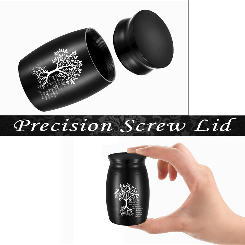 XIUDA Small Urns for Human Ashes, 3 Inches Aluminium Tree of Life Urn Mini Cremation Urn for Dad Mom, Mini Urns for Human Ashes Black - PawsPlanet Australia