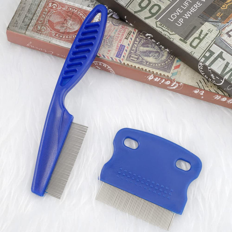 JINSION lice comb, 2 pieces flea comb dogs for cats, tick comb for dogs, dust comb for effective against fleas and lice, tear stain remover comb, pet comb professional removal flea comb for dogs and cats - PawsPlanet Australia