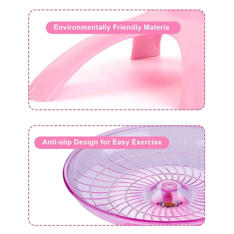 HEEPDD Silent Spinner, Mute Plastic Hamster Wheel Flying Saucer Wheel Translucent Exercise Wheel for Small Animals Hamsters Gerbils Guinea Pigs(Pink) Pink - PawsPlanet Australia