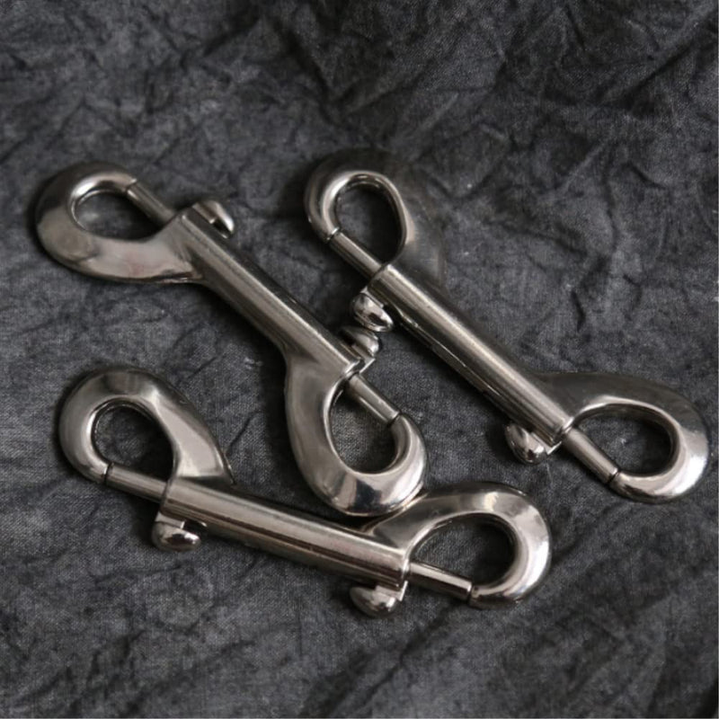2 Pcs Double Ended Lead for Dogs, Bolt Snap Hooks Zinc Alloy Double End Clip Silver Diving Clip Durable Trigger Snaps for Diving Dog Leash Key Chain Horse Tack Pet Feed Buckets - PawsPlanet Australia