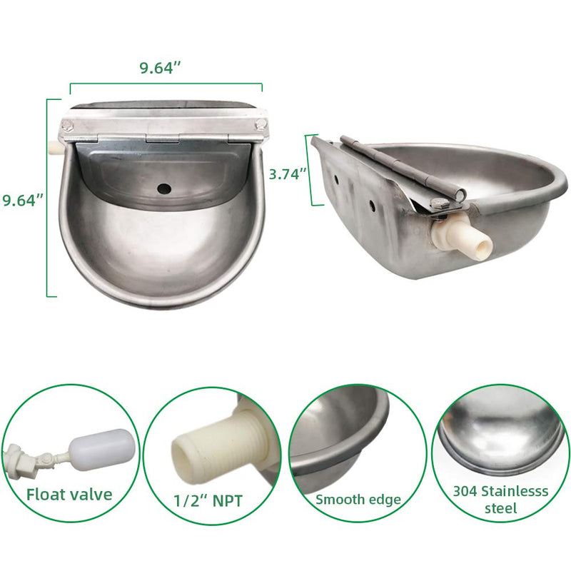 Tbrand Automatic Cow Drinking Water Bowl,304 Stainless Steel Animal Waterer Bowl for Horse,Goat,Pig,Dog, with 1/2 Float Valve - PawsPlanet Australia
