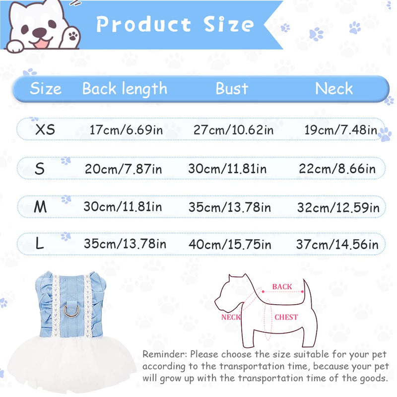 Dog Harness Dresses for Small Dogs Girl, Summer Chihuahua Dog Dresses with D Ring, Sebaoyu Tiny Dog Clothes Outfit, Puppy Skirt for Yorkie Teacup Female Pet Sundress X-Small BU - PawsPlanet Australia