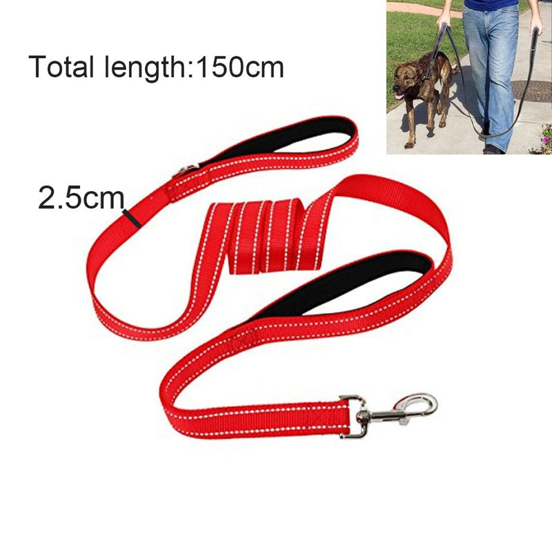 ZHIYE Reflective Night Safe Walking Lead Rope for Dogs,1.5M Nylon Thicken Pet Dog Cat Puppy Tracking Training Obedience Lead Leash Red - PawsPlanet Australia