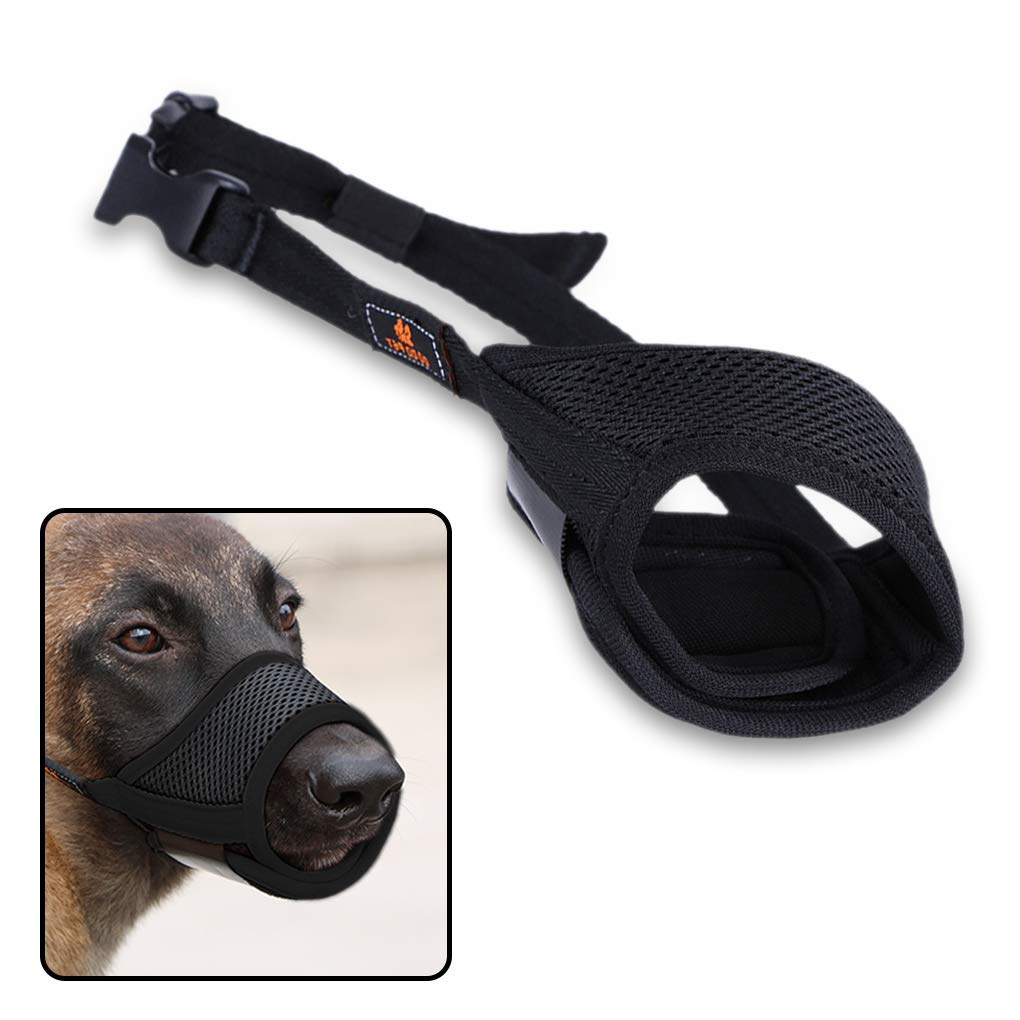 Andiker Mesh Dog Muzzle with Adjustable Loop and Soft Pad, Dog Training Muzzle Prevents Barking, Biting and Chewing (Black, Size M) Black - PawsPlanet Australia