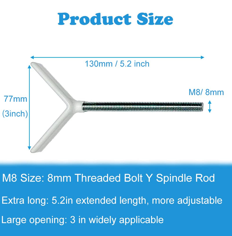 2Pcs Baby Gate Extra Long Y Spindle Rod for Stair Banister Adapter, M8 (8mm) Replacement Bolt Part for Baby & Pet Pressure Mounted Safety Gates, Baby Tension Gate Extender (White) Ivory - PawsPlanet Australia