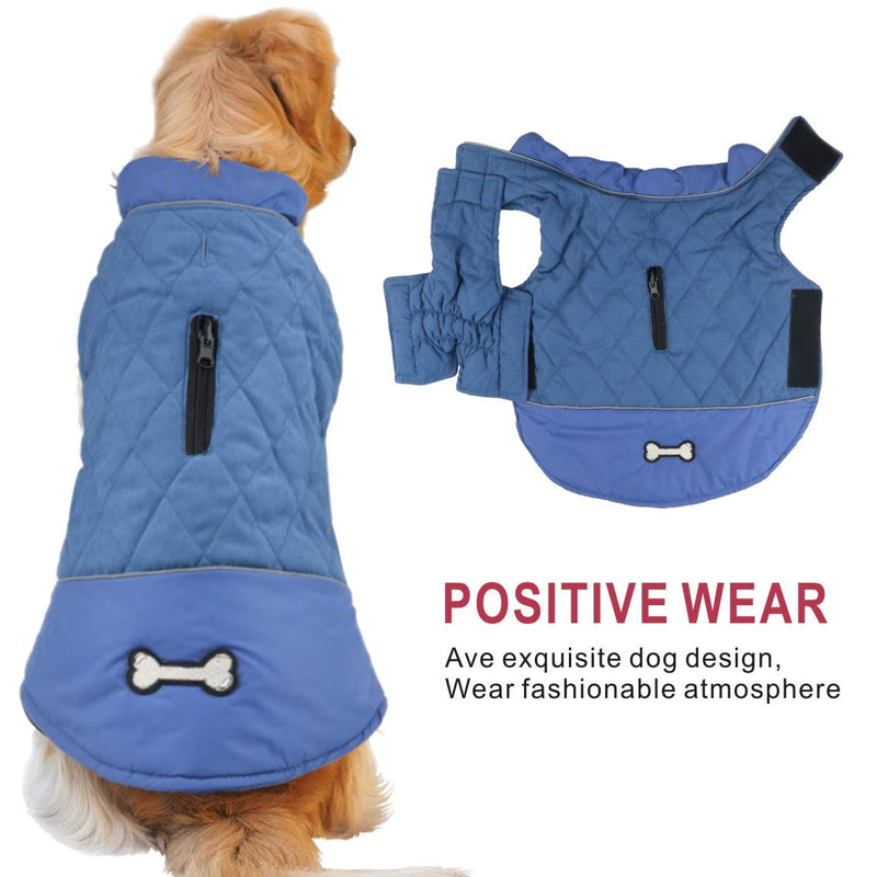 Idepet Waterproof Dog Coat Winter Warm Jacket Vest,Windproof Snowsuit Dog Clothes Outfit Vest Pets Apparel for Small Medium Large Dogs with Harness Hole blue XS - PawsPlanet Australia