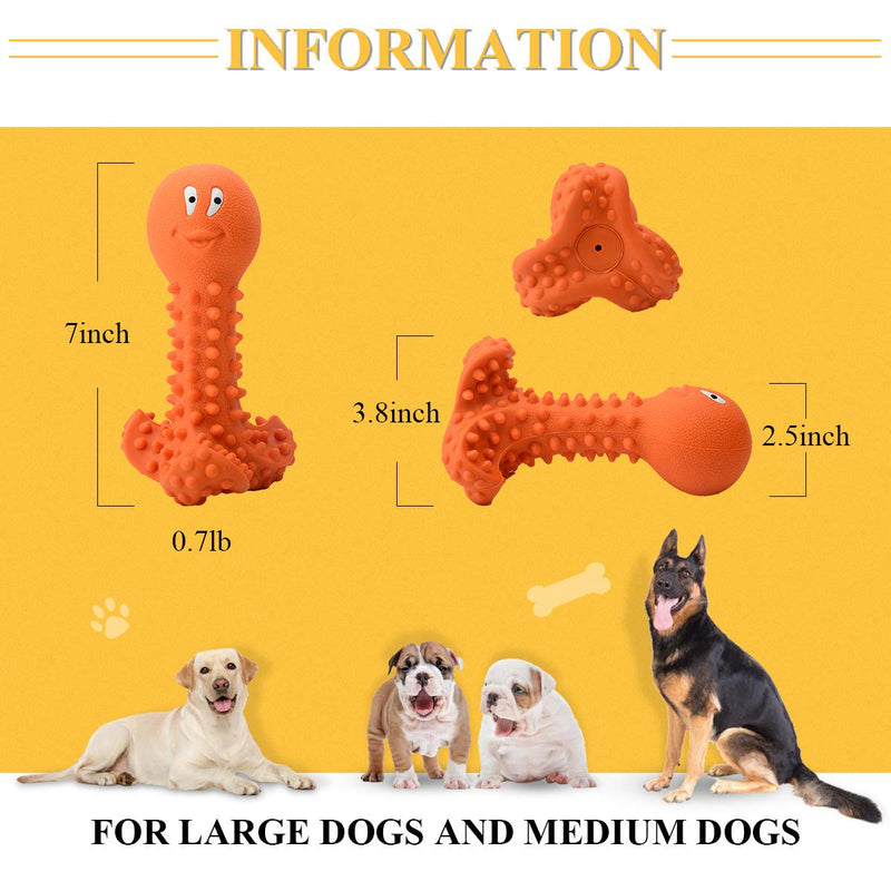 Squeaky Dog Toys for Aggressive Chewers Large Breed, Medium Dogs, Natural Durable Rubber 7" Dog Chew Toys Orange Orange squeaky dog chew toys 7 inch - PawsPlanet Australia