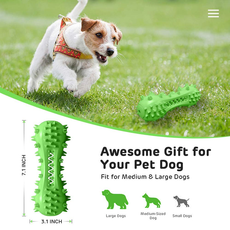 G TASTE Dog Chew Toys, Dog Toothbrush 2021 New Upgraded Doggy Teeth Cleaner Puppy Dental Care Dog Squeaky Toys Stick Natural Rubber for Dogs Tooth Brushing (green) Green - PawsPlanet Australia