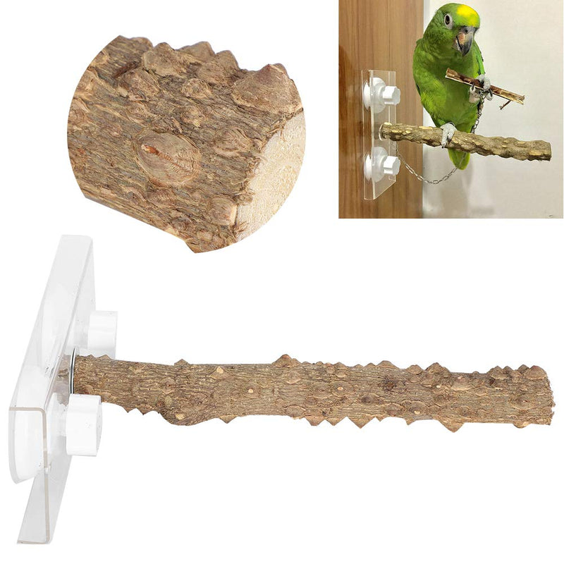 Cikonielf 25CM Parrots Portable Wood Standing Rod Bird Platform Training Stand Pet Bird Shower Perch with Suction Cup - PawsPlanet Australia