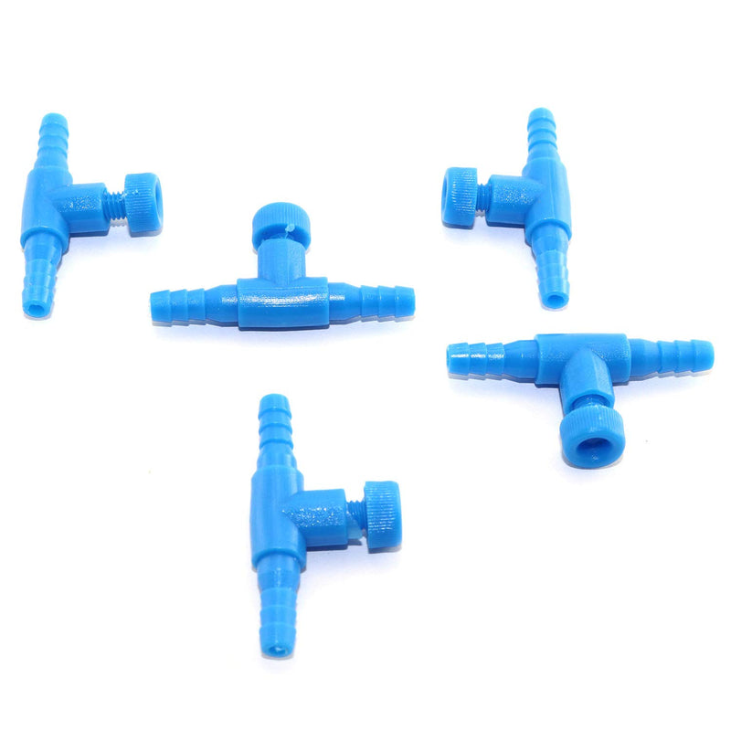 [Australia] - DGZZI T Shaped Control Valve 5PCS Aquarium 2 Way Air Line Regulator Connector for Fish Tank Pump 4mm 