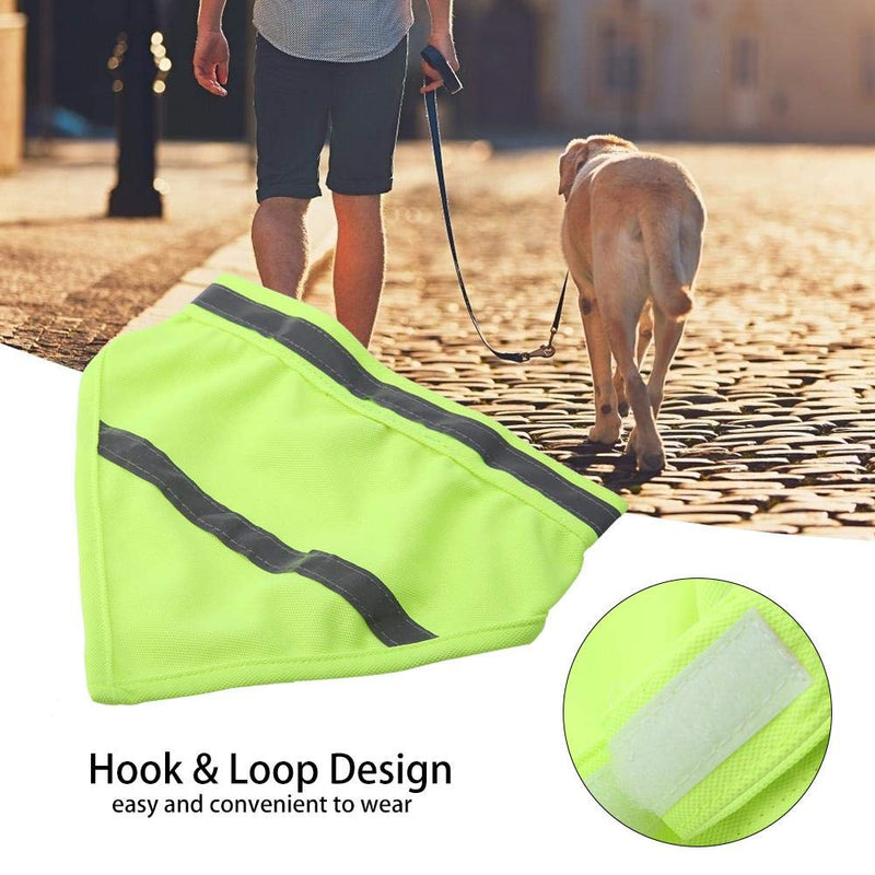 Dog Bandanas Reflective Safety Dog Scarf Triangle Stripe Pet Dog Collar Personalized Neon Color Visibility Products Kerchief (L-Fluorescent Yellow) L Fluorescent Yellow - PawsPlanet Australia