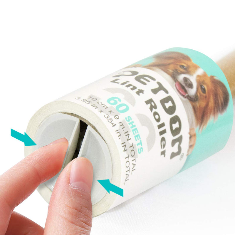 PETDOM Pet Hair Lint Roller for Clothes - Sticky Roller with Bamboo Handle - 60 Pre-cut Paper Sheets - Removes Pet Hair, Dust and Fluff from Clothes, Carpet and Furniture (1 Roller) 1 Roller - PawsPlanet Australia