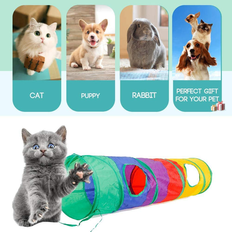 Aiky Cat Tunnel, Cat Tunnels for Indoor Cats, Long Tube Cat Toys, Collapsible Kitty Tunnel Bored Cat Pet Toys with Toy Ball, 2 Peek Hole for Cat, Puppy, Kitten, Rabbit - PawsPlanet Australia