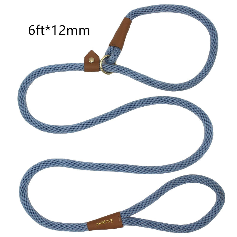 Lucpawz Pet Slip Lead Dog Leash, Easy to Use Braided Rope Slip Leash 6FT, Dog Lead and Collar Combo for All Breeds 6ft*12mm Airy Blue - PawsPlanet Australia