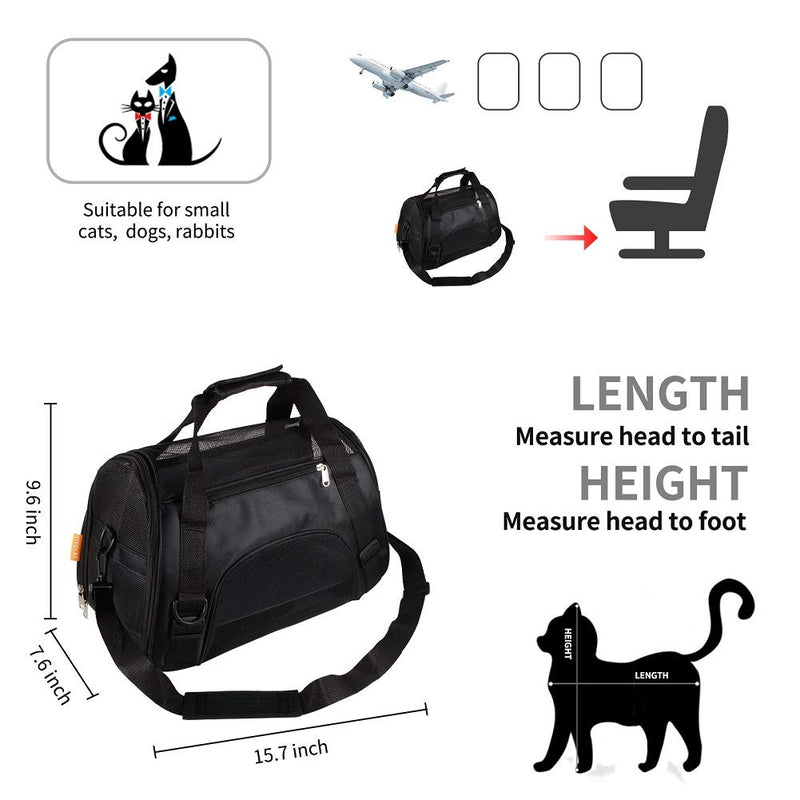 TIYOLAT Pet Carrier Bag, Airline Approved Duffle Bags, Pet Travel Portable Bag Home for Little Dogs, Cats and Puppies, Small Animals Black - PawsPlanet Australia