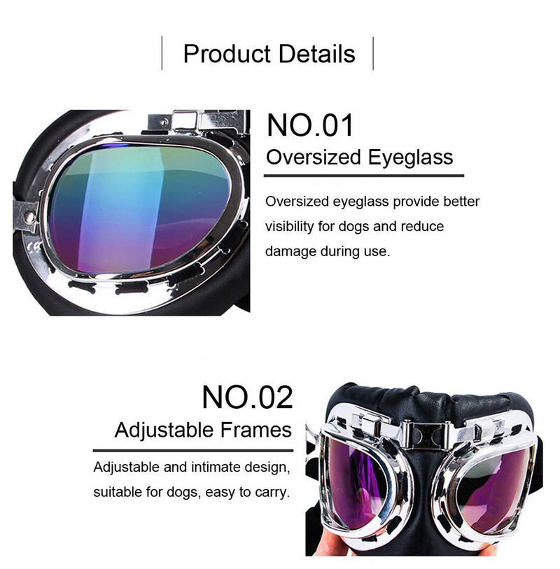 GabeFish Fashion Cool Aviator Polarized Dog Sunglasses Pets Stylish Motorcycle Swimming Goggle 1 PC Clear - PawsPlanet Australia