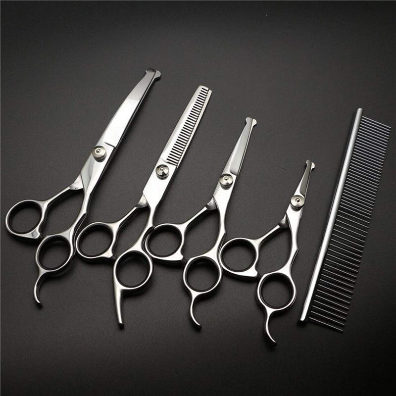 Pet Grooming Scissors Kit,Dog Cats Grooming Scissors Set with Safety Round Tips,4 in 1 Pet Grooming Scissors Set Great for Groomers,Home Grooming and Groomer Beginners - PawsPlanet Australia