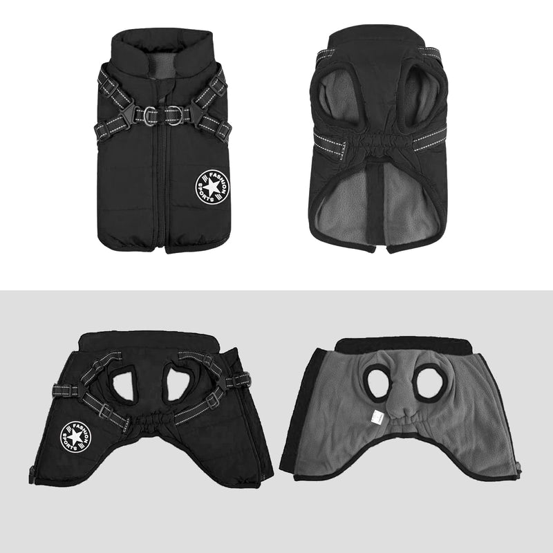 YHQPHZM Dog Coat,Warm Dog Winter Jacket Pet Jacket,Black Waterproof Windproof Pet Coat Jacket with Built in Harness,Dog Fleece Vest with Zipper Cold Weather Coat for Small Medium Dogs(XL,Black) XL Black - PawsPlanet Australia