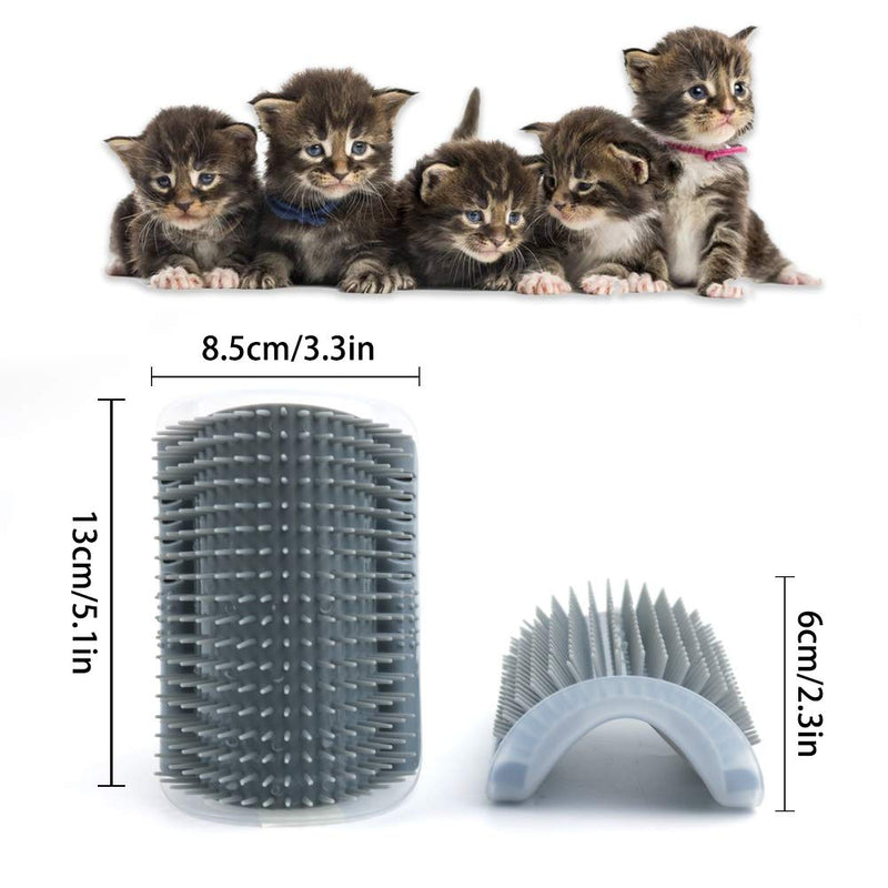 LMTIC Cat Self Groomer, Wall Corner Massage Comb,Cat Corner Groomer Brush with Catnip,Perfect Massager Tool for Cats with Long and Short Fur 4 PACK Grey - PawsPlanet Australia