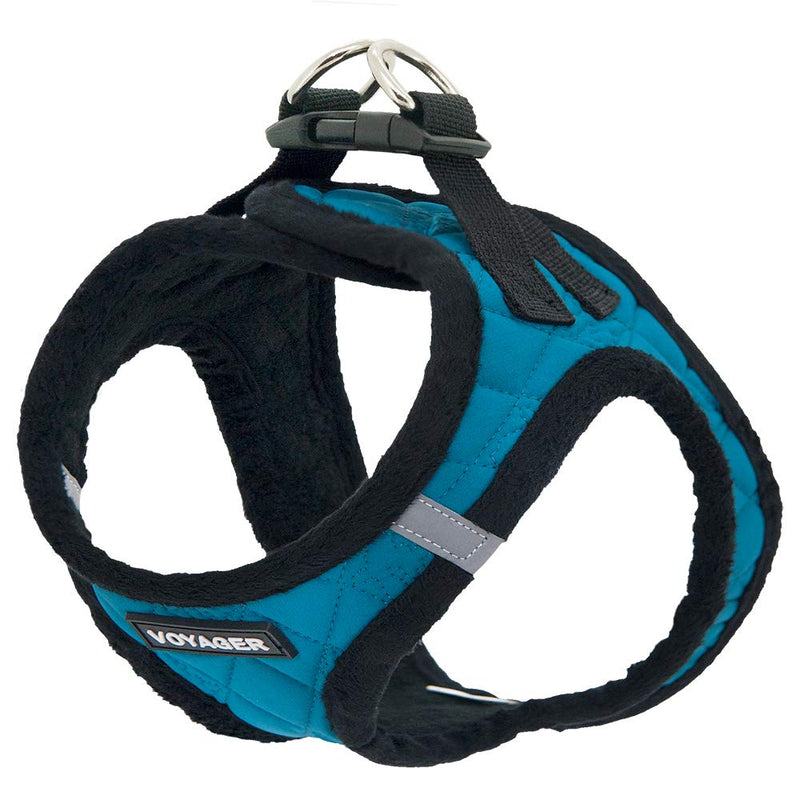 [Australia] - Voyager Step-in Plush Dog Harness - Soft Plush, Step in Vest Harness for Small and Medium Dogs by Best Pet Supplies Small (Chest: 14.5" - 17") Turquoise Plush 