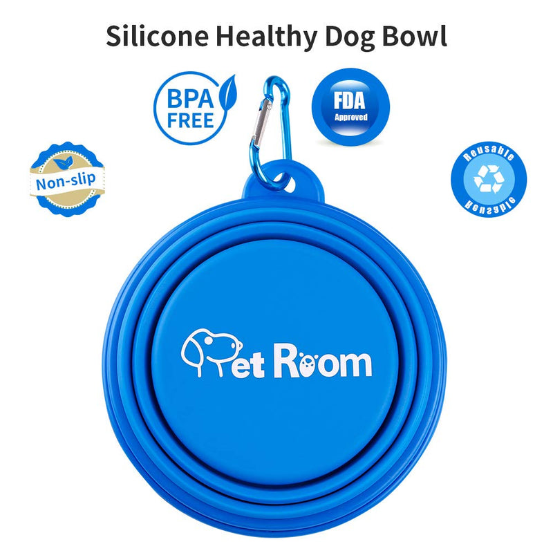 Pet Room Dog Bowls Collapsible Portable 2-Pack Travel Dogs Travel Water Bowl Silicone BPA Free Food Bowls Foldable Expandable Puppy Dog Cat Pet Bowl with Bonus Carabiners (1 Blue/1 Green, Small Breed) Blue/Green - 350ml (Small Breed) - PawsPlanet Australia