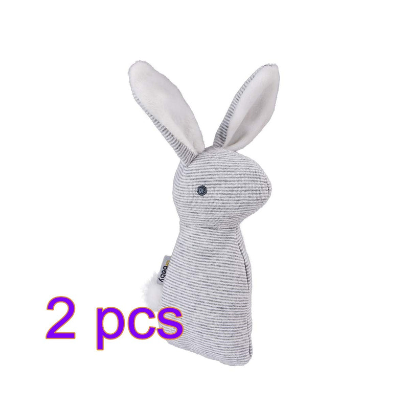 POPETPOP Dog Toys Plush Rabbit Dog Toy Squeaker-2 Pack Durable Squeaky Doggie Chew Toys - PawsPlanet Australia