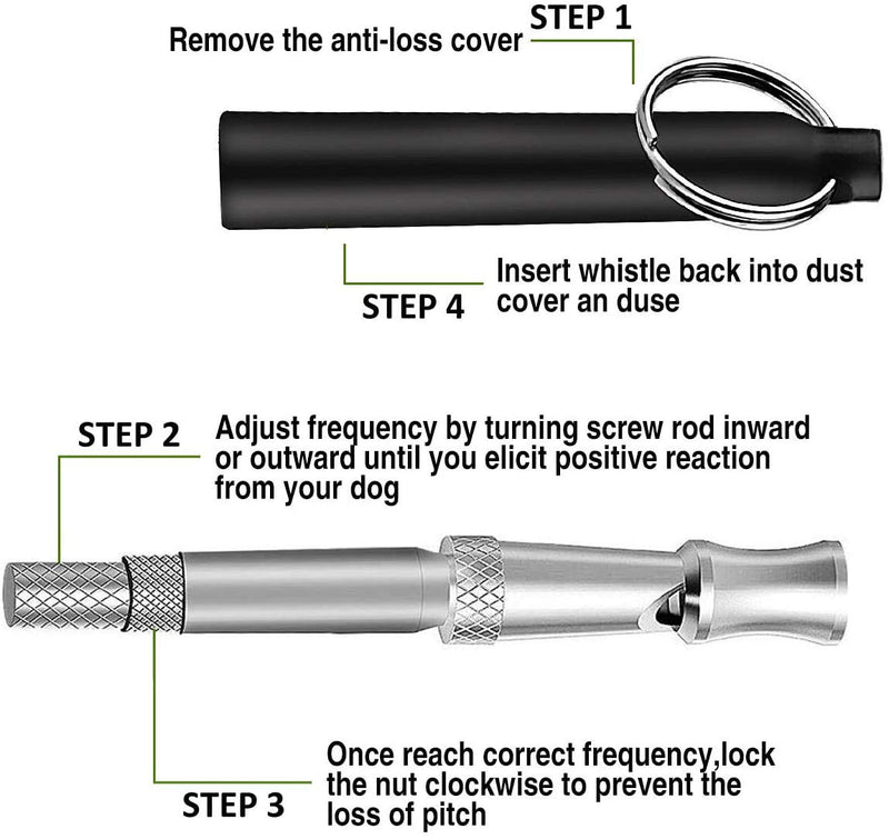 Professional Dog Whistle to Stop Barking, Trasonic Silent Dog Whistle Adjustable Frequencies, Training Clicker with Lanyard and Training Clicker for Puppies Stop Barking and Recall Training Black - PawsPlanet Australia