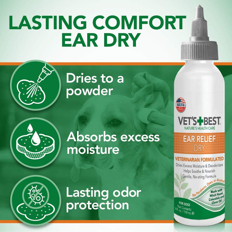 Vet's Best Dog Ear Cleaner Kit, Multi-Symptom Ear Relief Wash & Dry Treatment, Alcohol Free - PawsPlanet Australia