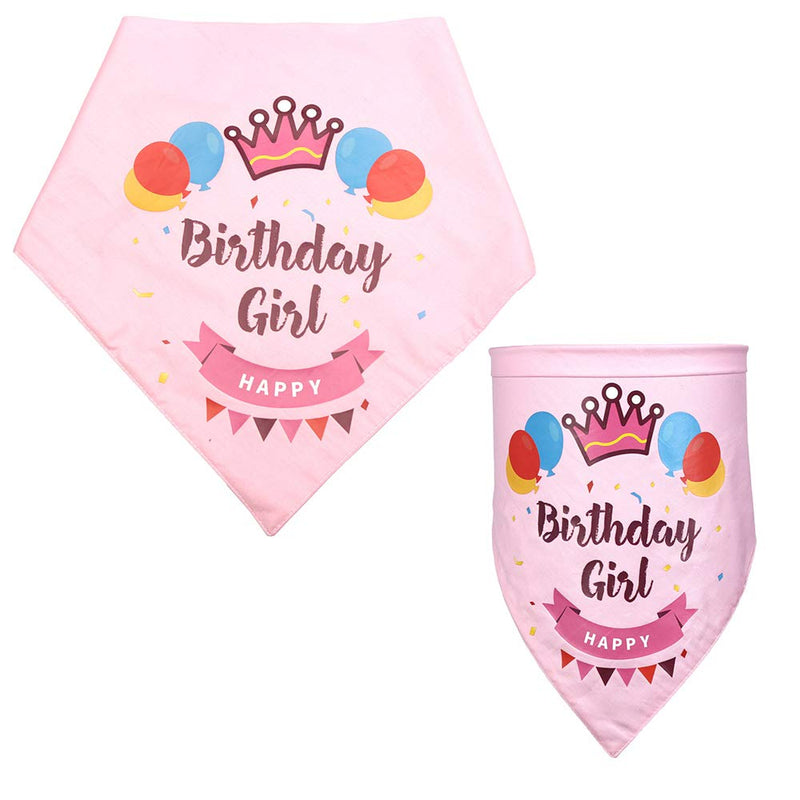 [Australia] - Petsidea Cute Puppy Birthday Bandana Set Dog Birthday Scarf and Crown Hat for Puppy Cat 1st Dog Gotcha Day Gift Photo Prop Flower Pink One Set 