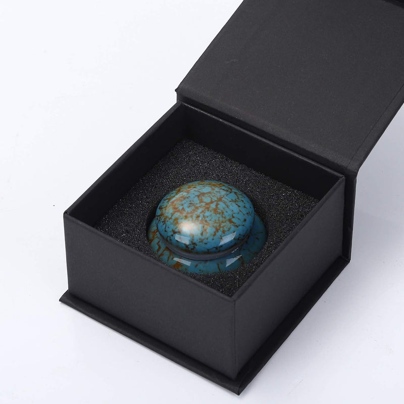 Youdear Memorials Small Urn for Human Ashes - 1.6'' Handicrafted Urn - Beautiful Tiny Keepsake Urns - Mini Urn Made of Ceramic - Hold 1.2 Cubic Inches of Ashes (Blue) Blue - PawsPlanet Australia