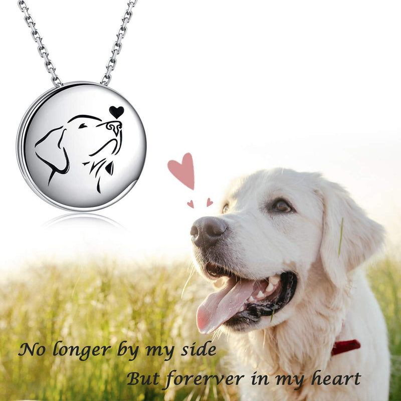 [Australia] - Pet Cremation Necklace for Dog - 925 Sterling Silver Always in My Heart Paw Print Memorial Keepsake Pendant Urn Jewelry for Ashes Labrador Retriever 